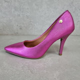 Vizzano 1184-1501 Pointy Toe Pump in Bright Pink Metallic Lizard