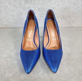 Vizzano 1184-1501 Pointy Toe Pump in Cobalt Blue Metallic Lizard