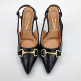 Vizzano 1185-1110 Pointy Toe Slingback Pump in Black Croc