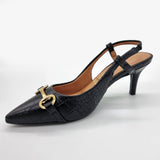 Vizzano 1185-1110 Pointy Toe Slingback Pump in Black Croc