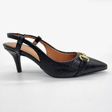 Vizzano 1185-1110 Pointy Toe Slingback Pump in Black Croc