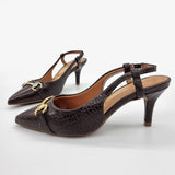 Vizzano 1185-1110 Pointy Toe Slingback Pump in Cocoa Croc