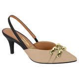 Vizzano 1185-1114 Pointy Toe Slingback Pump in Beige/Black