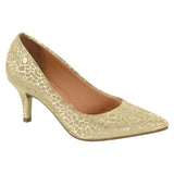 Vizzano 1185-1302 Pointy Toe Pump in Golden Shiny Snake