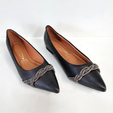 Vizzano 1206-283 Pointy Toe Flat in Black Napa