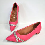 Vizzano 1206-283 Pointy Toe Flat in Pink Gloss Napa