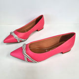 Vizzano 1206-283 Pointy Toe Flat in Pink Gloss Napa