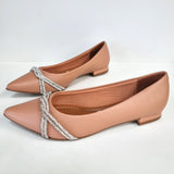 Vizzano 1206-283 Pointy Toe Flat in Nude Napa