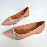 Vizzano 1206-283 Pointy Toe Flat in Nude Napa