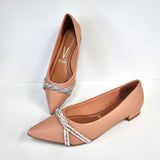 Vizzano 1206-283 Pointy Toe Flat in Nude Napa