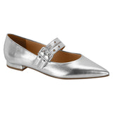 Vizzano 1206-795 Pointy Toe Studded Mary-Jane Flat in Silver