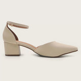 Vizzano 1220-317 Block Heel Ankle Strap Pump in Cream Napa