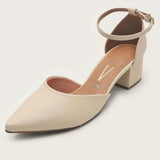 Vizzano 1220-317 Block Heel Ankle Strap Pump in Cream Napa