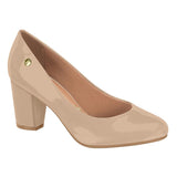 Vizzano 1259-200 Block Heel Round Toe Pump in Beige Patent