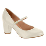 Vizzano 1259-206 Block Heel Round Toe Mary Jane Pump in Off White Napa