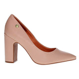 Vizzano 1285-400 Block Heel Pointy Toe Pump in Beige Napa