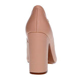 Vizzano 1285-400 Block Heel Pointy Toe Pump in Beige Napa