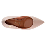 Vizzano 1285-400 Block Heel Pointy Toe Pump in Beige Napa