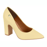 Vizzano 1285-400 Block Heel Pointy Toe Pump in Yellow Napa
