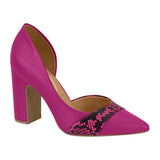 Vizzano 1285-433 Block Heel Pointy Toe Pump in Magenta