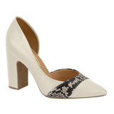 Vizzano 1285-433 Block Heel Pointy Toe Pump in Off White