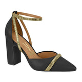 Vizzano 1285-434 Strappy Block Heel Pointy Toe Pump in Black