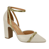 Vizzano 1285-434 Strappy Block Heel Pointy Toe Pump in Off White