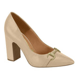 Vizzano 1285-435 Block Heel Pointy Toe Pump in Beige