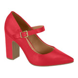 Vizzano 1285-436 Block Heel Pointy Toe Mary Jane Pump in Red Napa