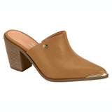 Vizzano 1323-200 Block Heel Pointy Toe Mule in Camel Napa