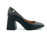 Vizzano 1391-100 Block Heel Square Toe Pump in Black Napa