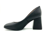 Vizzano 1391-100 Block Heel Square Toe Pump in Black Napa