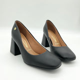 Vizzano 1391-100 Block Heel Square Toe Pump in Black Napa