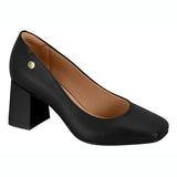 Vizzano 1446-100 Block Heel Square Toe Pump in Black Napa