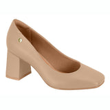 Vizzano 1446-100 Block Heel Square Toe Pump in Beige Napa