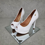 Vizzano 1830-500 Peeptoe Platform Pump in White Napa