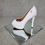 Vizzano 1830-500 Peeptoe Platform Pump in White Napa