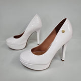 Vizzano 1830-501 Platform Pump in White Patent