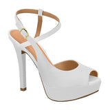 Vizzano 1830-534 Strappy Peeptoe Platform Pump in White Napa