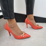 Vizzano 1184-1170 Pointy Toe Pump in Orange Patent