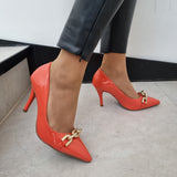 Vizzano 1184-1170 Pointy Toe Pump in Orange Patent