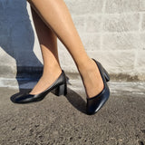 Beira Rio 4304-100 Block Heel Pump in Black Napa