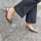 Vizzano 1185-1110 Pointy Toe Slingback Pump in Cocoa Croc