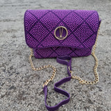 Vizzano 10054-1 Studded Shoulder Bag in Violet Suede
