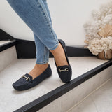 Modare 7035-641 Classic Flat Moccasin in Black Napa