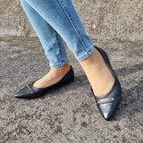 Modare 7334-238 Pointy Toe Flat in Black Napa