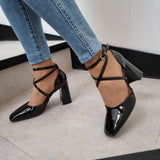 Vizzano 1416-102 Strappy Block Heel Square Toe Pump in Black