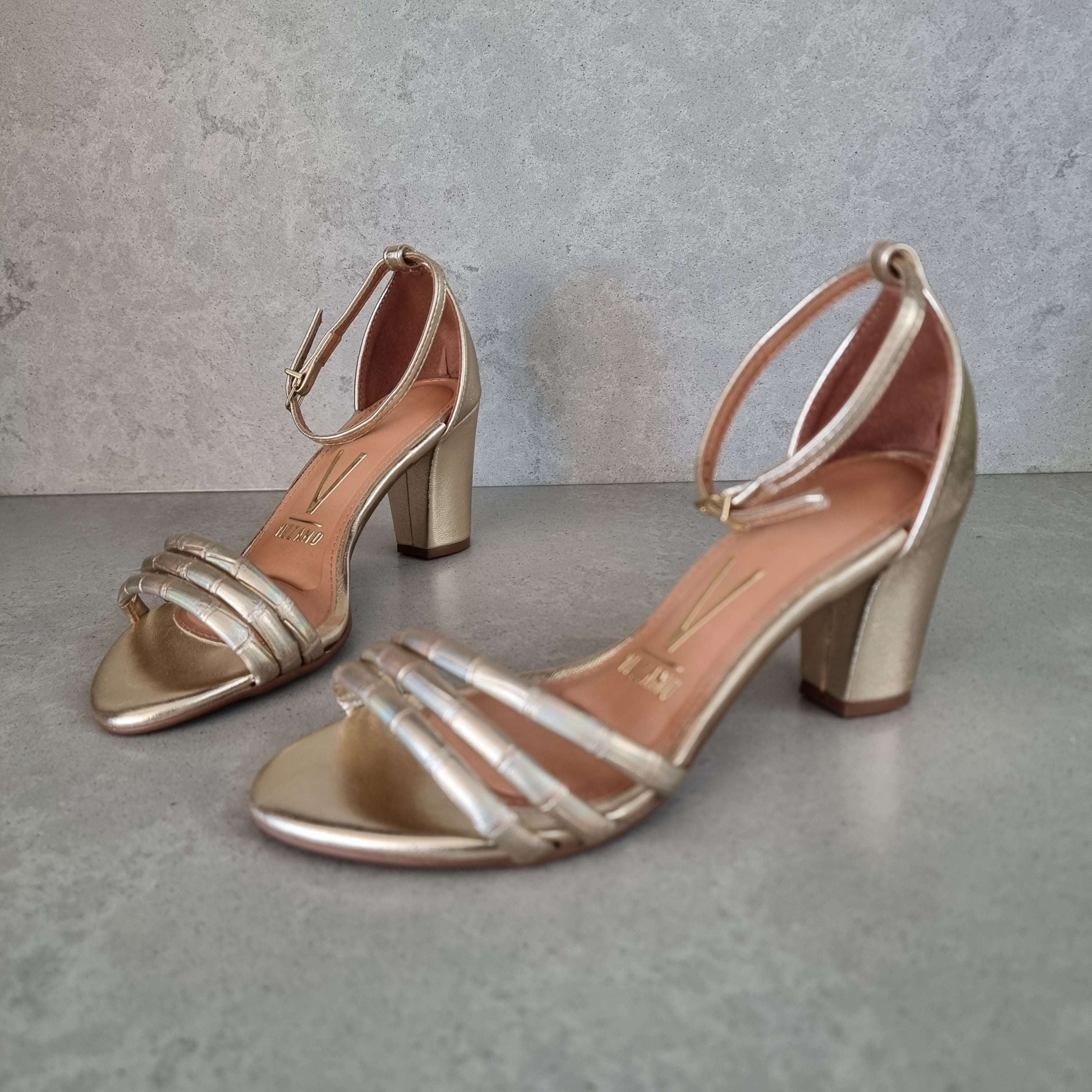 Vizzano 6262-1207 Block Heel Sandal in Golden