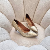 Vizzano 1185-1302 Pointy Toe Pump in Gold Holographic Croc