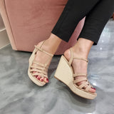 Vizzano 6283-2100 Wedge Sandal in Beige Patent